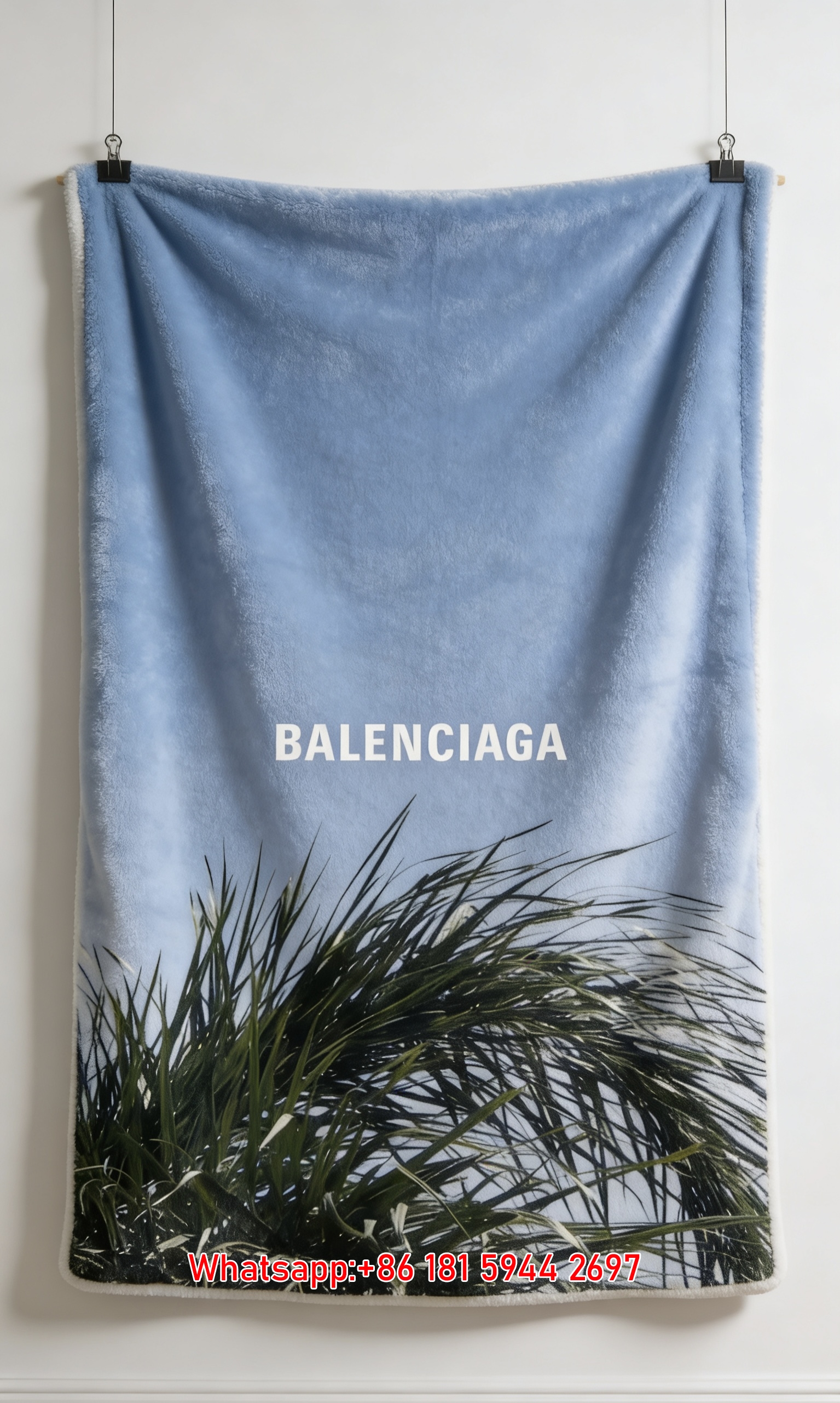 Balenciaga Palm Leaf Flannel Sofa Throw Blanket for Wall Hanging BA074